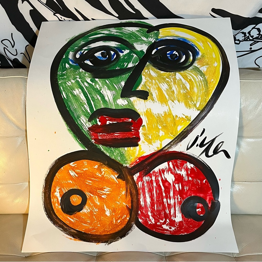 VTG Peter Keil Large Abstract Portrait Painting Signed Contemporary Art 22x28